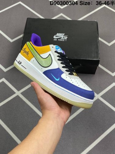 210 Nike/耐克 男女鞋半码制，硬质荔枝纹移膜革材质，原楦开发版型纸版洛杉矶球队主题鞋款,耐克Nike Air Force 1”What The La“空