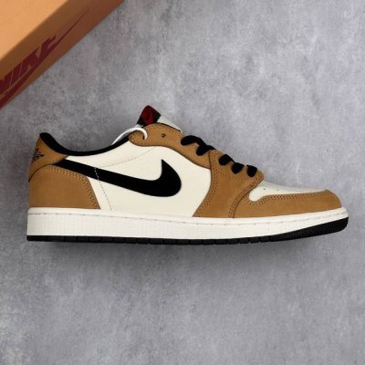 本地 核心私 Air Jordan 1 Retro Low Og 低帮 新秀 Aj1 乔丹1代 白黑棕 低帮 乔丹篮球鞋系列 整体以白色皮革材质为主色调呈现，搭