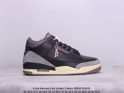 纯原 Tnt 芯片感应版本 原装鞋盒 佩戴原厂纸巾 a Ma Maniere X Air Jordan 3 Retro Black 联名黑色 这次是亚特兰大潮流