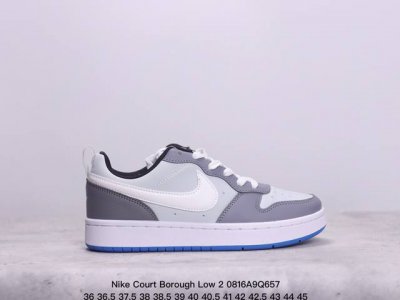 头层+二层皮 耐克nike Court Borough Low 2”White Navy Pink“学院系列休闲运动皮革板鞋“皮革白粉海军蓝” 尺码：36-45