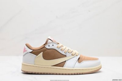 真标aj1倒勾travis Scott X Air Jordan 1 ” Reverse Mocha “ Aj1乔1 Ts 闪电 联名倒钩 低帮文化篮球鞋 完美