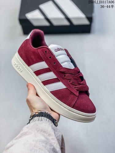 adidas Grand Court Alpha 轻便舒适 防滑耐磨 低帮 板鞋 男女同款 暗红白 尺码：见图 编码：05Jjd317A06