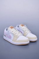 Air Jordan 1 Low 白黄紫刺绣 Aj1乔1低帮休闲板鞋 同步官方配色 市场唯一独家头层皮打造 原鞋原档案开发 原厂皮料 原档冲孔鞋头 正确满胶鞋垫