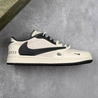 本地 核心私 Travis Scott X Nike Air Jordan 1 Low X Gucci Air Jordan 1 Low 反转白灰小钩满天星倒钩