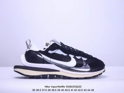 Sacai x Nike VaporWaffle royal fuchsia网布绒面革一脚蹬 运动减震防滑耐磨透气轻便低帮生活休闲鞋男女同款灰白 XM1028Q