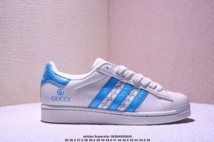 海外爆款限量发售 高端定制 阿迪达斯Adidas三叶草&Gucci Originals Superstar贝壳头系列 Gucci古驰联名 天蓝 低帮经典百搭休闲