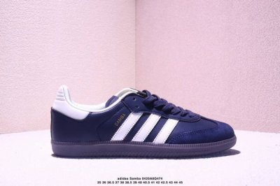 Ad Originals Samba Vegan Og 定制款 桑巴舞系列绅士德训足球风百搭低帮休闲运动板鞋“麂皮深蓝白生胶底” 货号 Id2056 Size