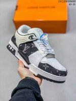 真标全新lv路易威登louis Vuitton Trainer Sneaker Low休闲运动文化百搭板鞋 尺码:40-45 36-45 Id:12Jhd309