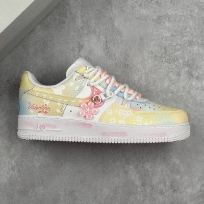 本地 核心私 Nike Air Force 1'07 Low 定制绑带款 樱花 多彩渲染 空军一号低帮休闲板鞋 #原楦头原纸板 原装鞋盒 定制五金配件 内置全掌