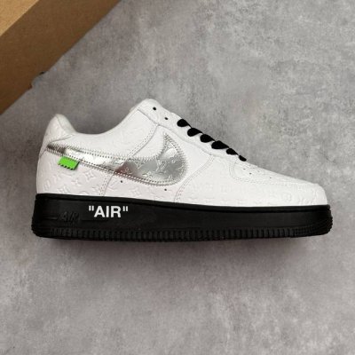 本地 核心私 Nike Air Force 1 '07 Low X Lv Trainer Sneaker 联名 白色印花银钩 空军一号 低帮运动休闲鞋 折边针车