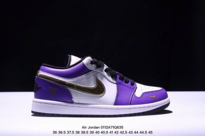 Nike Jordan Air Jordan 1“紫金湖人 科比” 高端定制 低帮 复古 减震 防滑 耐磨 篮球鞋 定制鞋盒 大厂纯原品质出货 超高清洁度 皮料