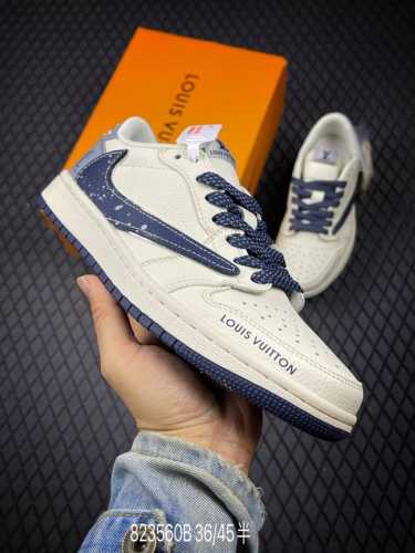 B 公司级Aj1倒勾Travis Scott X Air Jordan 1 ” Reverse Mocha “ Aj1乔1 Ts 闪电 联名倒钩 低帮文化篮球鞋