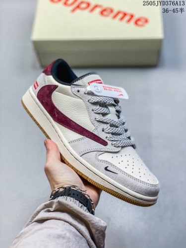 travis Scott X Fragment Design X Jordan Air Jordan 1 Low Og Sp “Supreme联名 米白酒红生胶