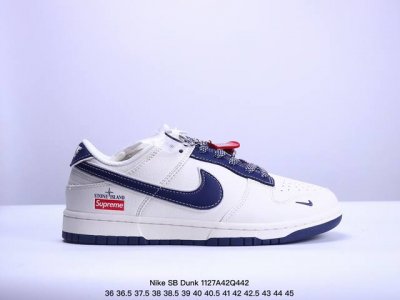 海外爆款限量发售！公司级 Nike Sb Dunk Low“ 石头岛supreme联名 藏蓝米白” 周年高端定制 低帮休闲板鞋 定制鞋盒 大厂纯原品质出货 超高