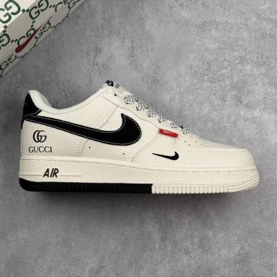 本地 核心私 nike Air Force 1 07 Low 古驰联名 双拼小黑勾 空军一号低帮休闲板鞋 #原楦头原纸板 原装鞋盒 定制五金配件 内置全掌气垫