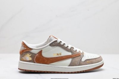 公司级aj1倒勾travis Scott X Air Jordan 1 ” Reverse Mocha “ Aj1乔1 Ts 闪电 联名倒钩 低帮文化篮球鞋 完
