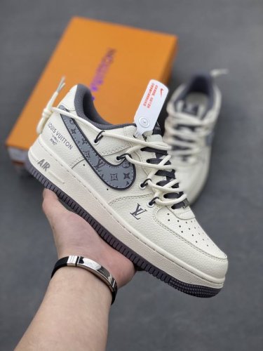 海外限量发售！公司级Nike Air Force 7 Low “Lv联名 灰勾抽绳”空军一号 低帮 运动鞋 休闲鞋 折边针车 工艺难度大 原楦头原纸板 原装鞋盒