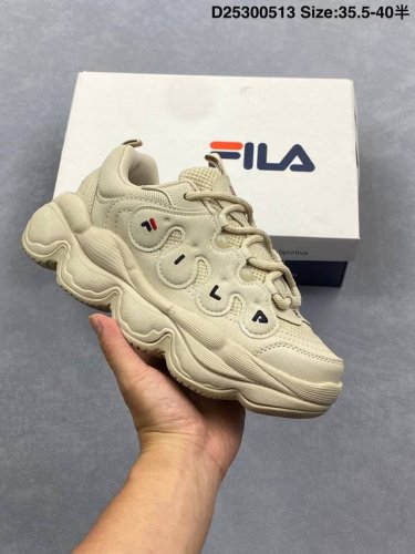公司级Fila Fusion斐乐潮牌 Bianco 织物合成革 硬糖 拼接减震防滑耐磨透气 低帮 老爹鞋 货号:T12W441005Fft 编码：D253005