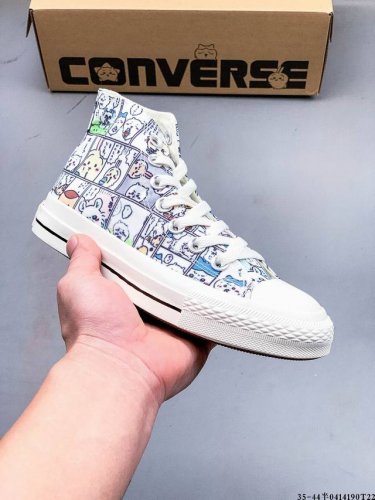 日版Chiikawa联名Converse 吉伊卡哇手绘可爱无边漫画鞋帆布鞋 0414190T22