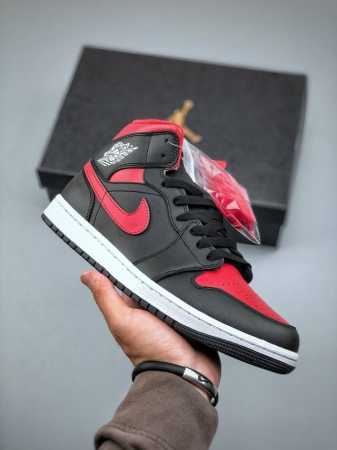 Air Jordan 1 Mid Aj1 乔1黑红 中帮文化休闲板鞋 Dq84 67 市场唯一独家头层皮打造 原鞋原档案开发 原厂皮料 原档冲孔鞋头 正确满胶鞋 - 点击图像关闭
