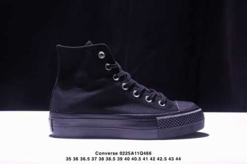 匡威2025增高系列黑武士 Converse All Star 百搭休闲 轻松舒适 防滑耐磨 高帮 板鞋 男女同款 全黑色 匡威厚底增高系列 黑武士&奥利奥白黑