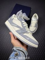 340 B支持放店 travis Scott X Fragment Design X Air Jordan 1 Low Og Sp 乔1斯图西联名 米灰鬼脸 低