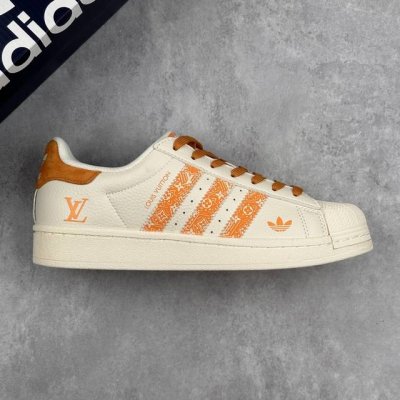 本地 核心私 Louis Vuitton X Adidas Original Superstar 路易威登Lv X 阿迪达斯 低帮联名米白黄 贝壳头防滑耐磨轻便