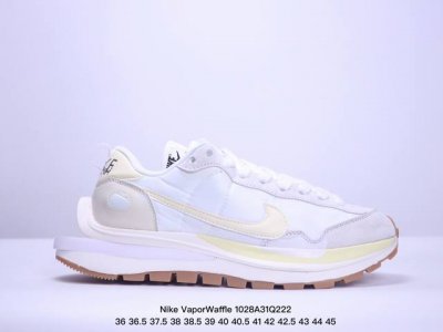 Sacai x Nike VaporWaffle royal fuchsia网布绒面革一脚蹬 运动减震防滑耐磨透气轻便低帮生活休闲鞋男女同款灰白 XM1028Q
