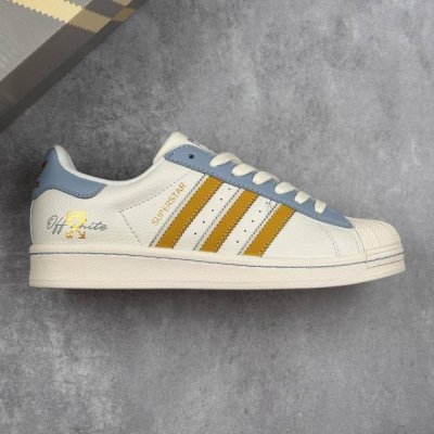 本地 核心私 off White X Adidas Original Superstar Ow X 阿迪达斯 低帮 联名白蓝黄 贝壳头防滑耐磨轻便板鞋 鞋身整体