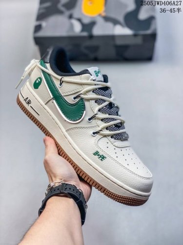 海外限量发售 公司级Nike Air Force 1 '07 Low Bape联名 米绿生胶抽绳 空军一号 低帮 运动鞋 休闲鞋 折边针车 工艺难度大 原楦头原