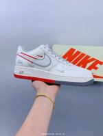 公司级Nike Air Force 1 '07 Low “斯图西联名 米白拼接灰红”空军一号 低帮 运动鞋 休闲鞋 折边针车 工艺难度大 原楦头原纸板 原装鞋盒