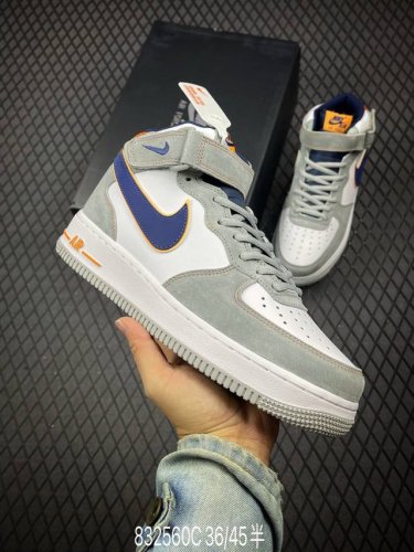 Nk Air Force 1'07 Mid 灰蓝橙麂皮 空军一号中帮休闲板鞋 Cq5059-203 #进口麂皮 3M反光 原楦头原纸板 纯正空军版型 内置全掌气