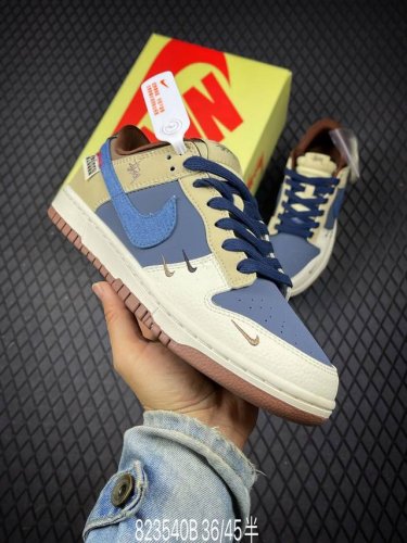 B 高端定制Nike Sb Dunk Low 斯图西联名------米棕牛仔蓝钩配色 高端定制 低帮休闲板鞋 定制鞋盒 大厂纯原品质出货 超高清洁度 皮料切割干