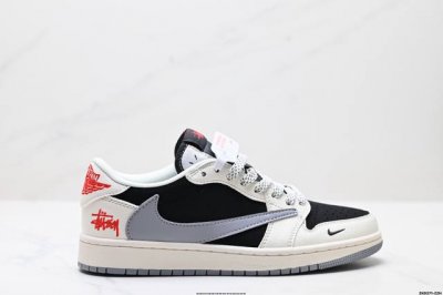 公司级Aj1倒勾Travis Scott X Air Jordan 1 ” Reverse Mocha “ Aj1乔1 Ts 闪电 联名倒钩 低帮文化篮球鞋 完