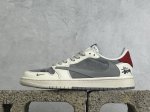 放店私 Fragment X Travis Scott X 斯图西 Air Jordan 1 Low 三方联名倒钩 性价比原盒出货 全新的三方联名低帮倒钩鞋面延