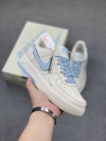 官方爆款定制 公司级Nike Air Force 1 Low 米冰蓝双色底 满天星空军一号低帮休闲板鞋 3M反光 水晶大底 定制鞋盒 原楦头原纸板 纯正空军版型