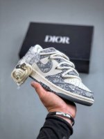 Nike Sb Dunk Low 迪奥联名-绑带织布灰勾 周年高端定制 低帮休闲板鞋 Sj2068-285 #定制鞋盒 大厂纯原品质出货 超高清洁度 皮料切割干
