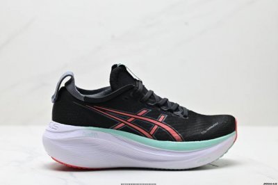 公司级Asics Gel-Nimbus 27 舒适防滑耐磨低帮休闲跑步鞋 鞋底采用了轻质发泡材料 并在后跟和前掌处采用了Asics亚瑟士核心科技-Gel缓震胶