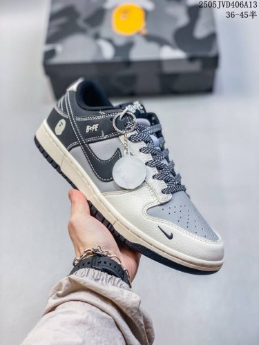 海外爆款限量发售！公司级 Nike Sb Dunk Low“ Bape联名 白灰黑” 周年高端定制 低帮休闲板鞋 定制鞋盒 大厂纯原品质出货 超高清洁度 皮料切