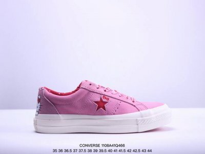 真标半码！匡威CONVERSE 木村系列KT猫 灰粉色 正确版蓝底 萌翻天 翻毛皮 硫化蓝底 加厚双层鞋垫 五角星 时尚潮流百搭低帮板鞋 尺码：35-44 半