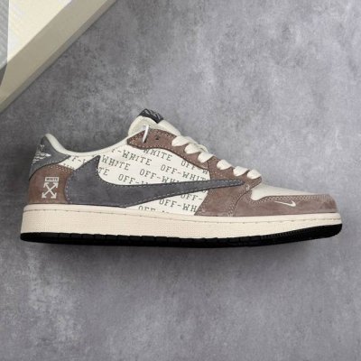 本地 核心私 Travis Scott X Fragment Design X Air Jordan 1 Low Og Sp Aj1 Of联名-拿铁灰 低帮文化