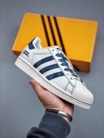 d版 Ad Originals Superstar X Supreme 白蓝采用全新头层拼接皮革材质后跟采用特色3D立体印字 渠道正品订单 诠释市场最高工艺水平