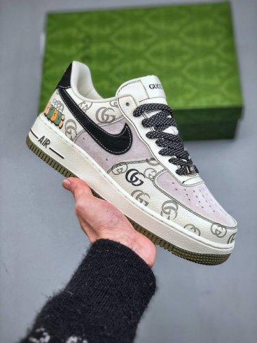 320支持放店 Nike Air Force 1 Low 古驰联名原楦头原纸板 打造纯正空军版型专注外贸渠道 全掌内置蜂窝气垫 原盒配件 原厂中底钢印、拉帮完美
