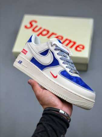 Nike Air Force 1'07 Low Supreme联名-米白群青 空军一号 低帮休闲板鞋 Sj6698-004 #原楦头原纸板 原装鞋盒 定制五金配 - 点击图像关闭