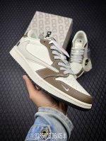B 公司级Aj1倒勾Travis Scott X Air Jordan 1 ” Reverse Mocha “ Aj1乔1 Ts 闪电 联名倒钩 低帮文化篮球鞋