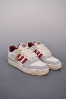 310 海外渠道版 原盒原标 Adidas Forum Low Cl 三叶草低邦 经典魔术贴复古板鞋 男女潮流头层皮休闲鞋 原楦原数据开发 采用牛培皮革材质