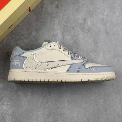 本地 核心私 Travis Scott X Fragment Design X Air Jordan 1 Low Og Sp Aj1 乔1 斯图西联名 浅蓝泼墨