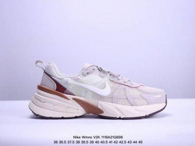 真标耐克nike Wmns V2K Runtekk Low”White Grey Pink”复古潮系列未来复古老爹风百搭休闲运动慢跑鞋 货号:Fn0738-10
