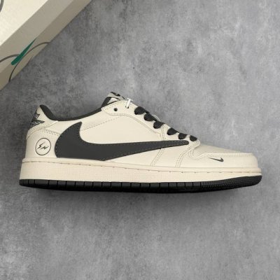 本地 核心私 Travis Scott X Fragment Design X Air Jordan 1 Low Og Sp Aj1 乔1 闪电联名-极简灰 低