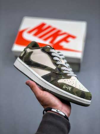 Travis Scott X Fragment Design X Air Jordan 1 Low Og Sp Aj1 乔1 Bape联名-军绿 低帮文化休闲板 - 点击图像关闭